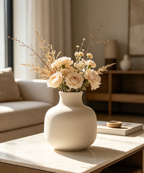 Ceramic Matte Finish Home Flower Vase Pot